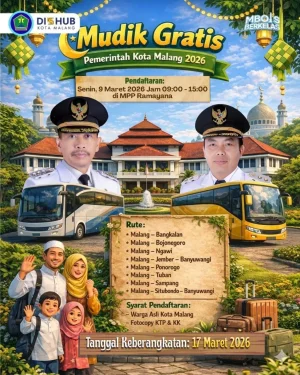 Dishub Kota Malang Resmi Buka Pendaftaran Mudik Gratis 2026 Dibuka Hari Ini di MPP Mall Malang, Cek Rute, Kuota, dan Syaratnya Ketentuannya